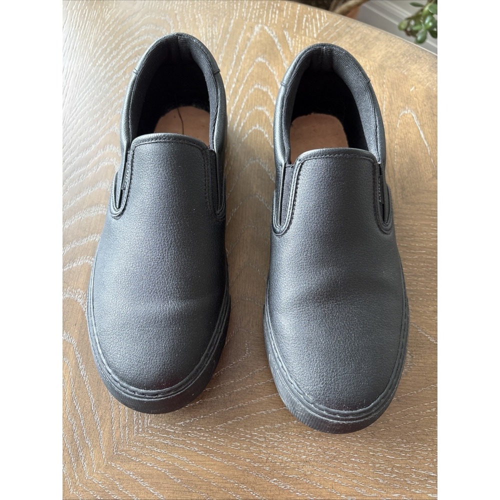 Lugz Clipper Black Leather Slip On Sneakers Womens 10 Oil Slip Resistant Shoes